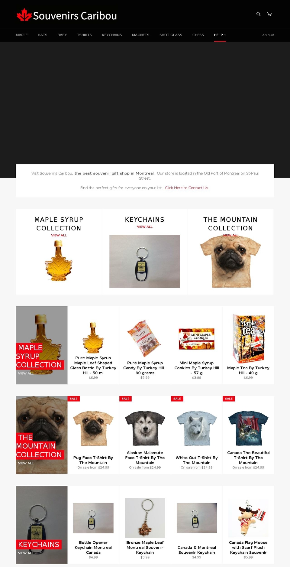 souvenirscaribou.com — Shopify storefront screenshot