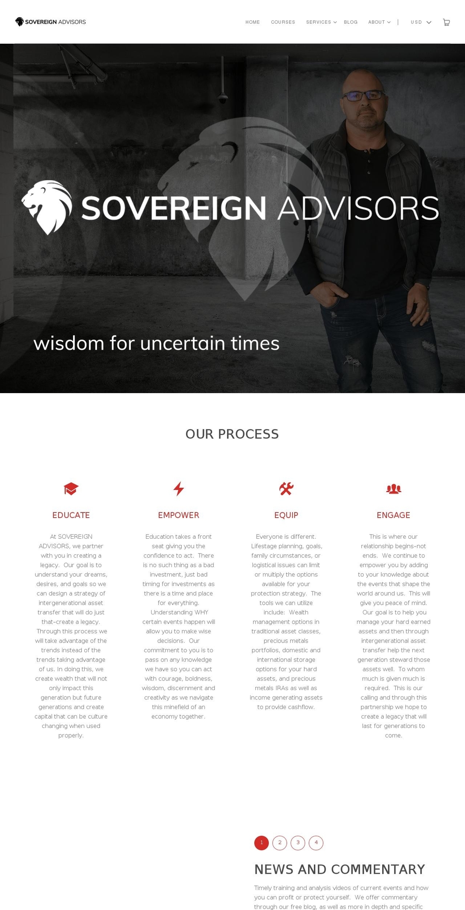 sovereignadvisors.net shopify website screenshot