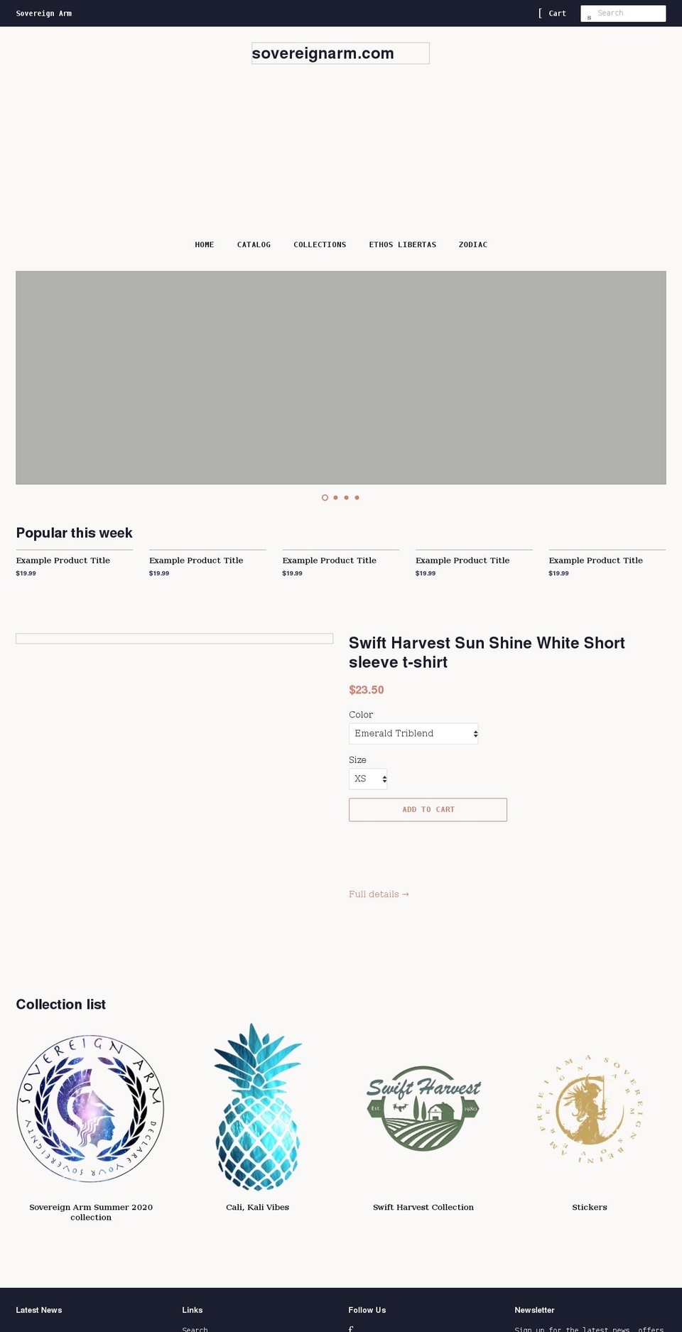 sovereignarm.com shopify website screenshot