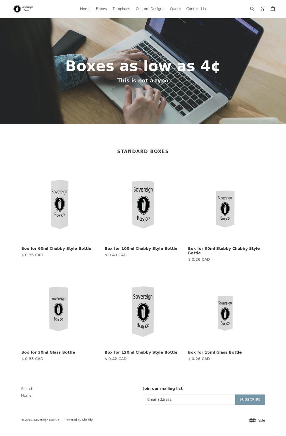 sovereignboxco.com — Shopify storefront screenshot