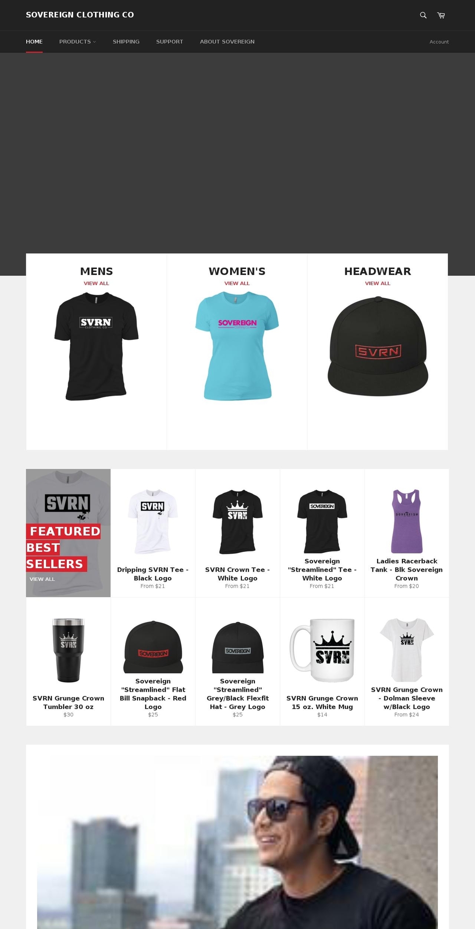 sovereignclothingco.com — Shopify storefront screenshot