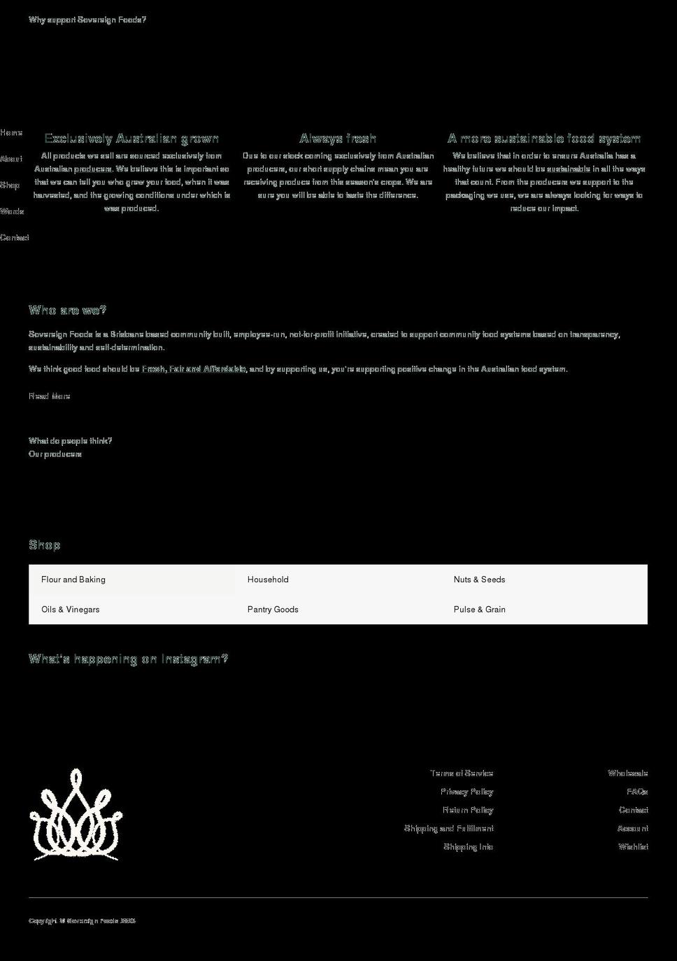 sovereignfoods.com.au shopify website screenshot