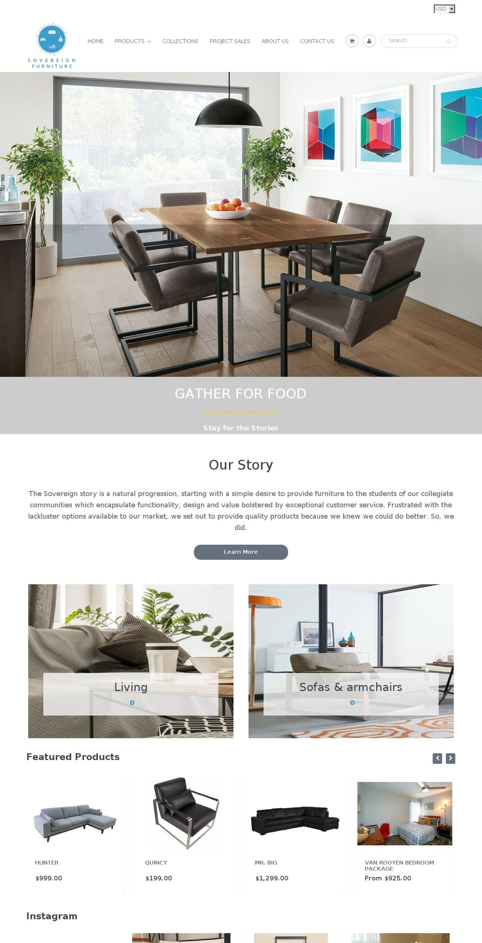 sovereignfurniture.com shopify website screenshot