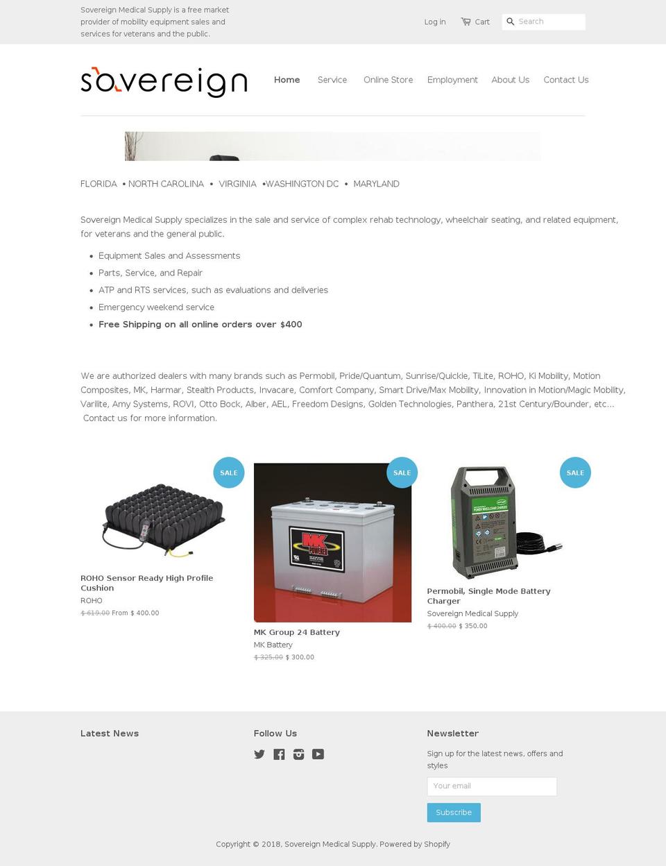 sovereignmedicalsupply.com — Shopify storefront screenshot
