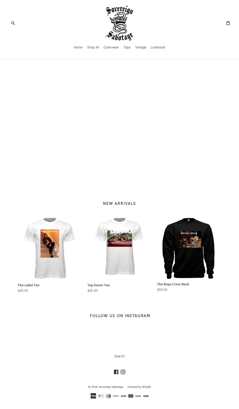 sovereignsabotage.com — Shopify storefront screenshot