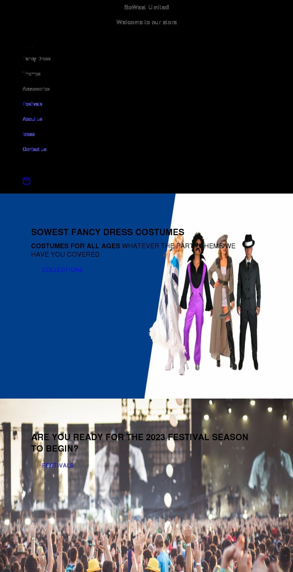 sowestfancydress.com shopify website screenshot