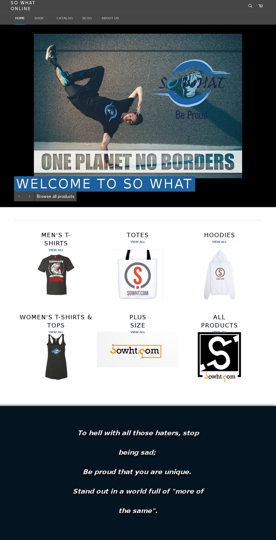 sowhatonline.com shopify website screenshot