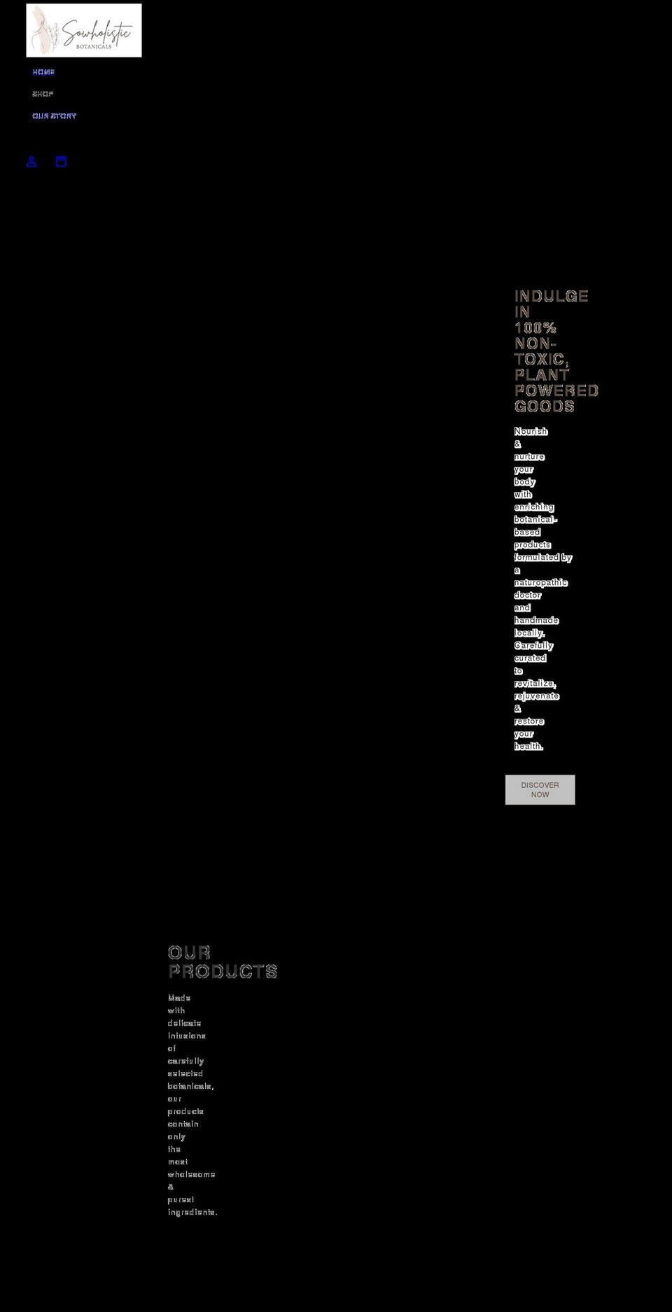 sowholisticbotanicals.com shopify website screenshot