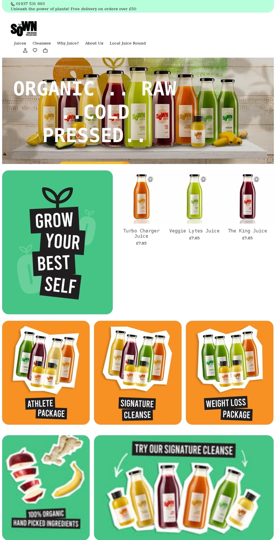 sownandgrown.co.uk shopify website screenshot