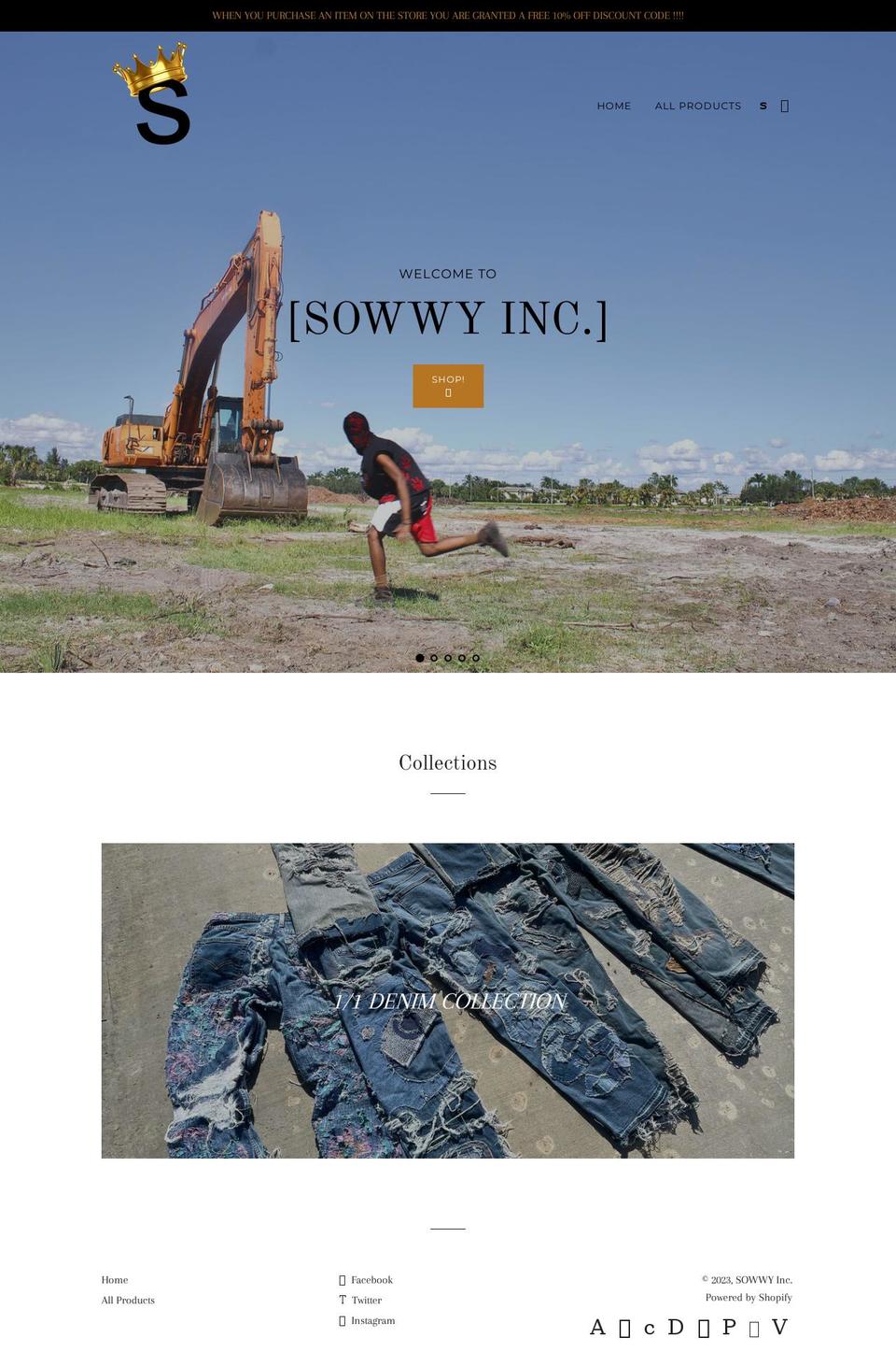 sowwy-inc.com shopify website screenshot