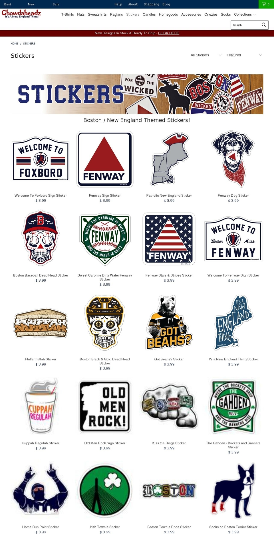 soxstickers.com — Shopify storefront screenshot