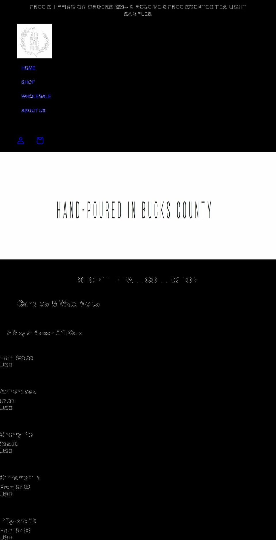 soyandmasoncandlestudio.com shopify website screenshot