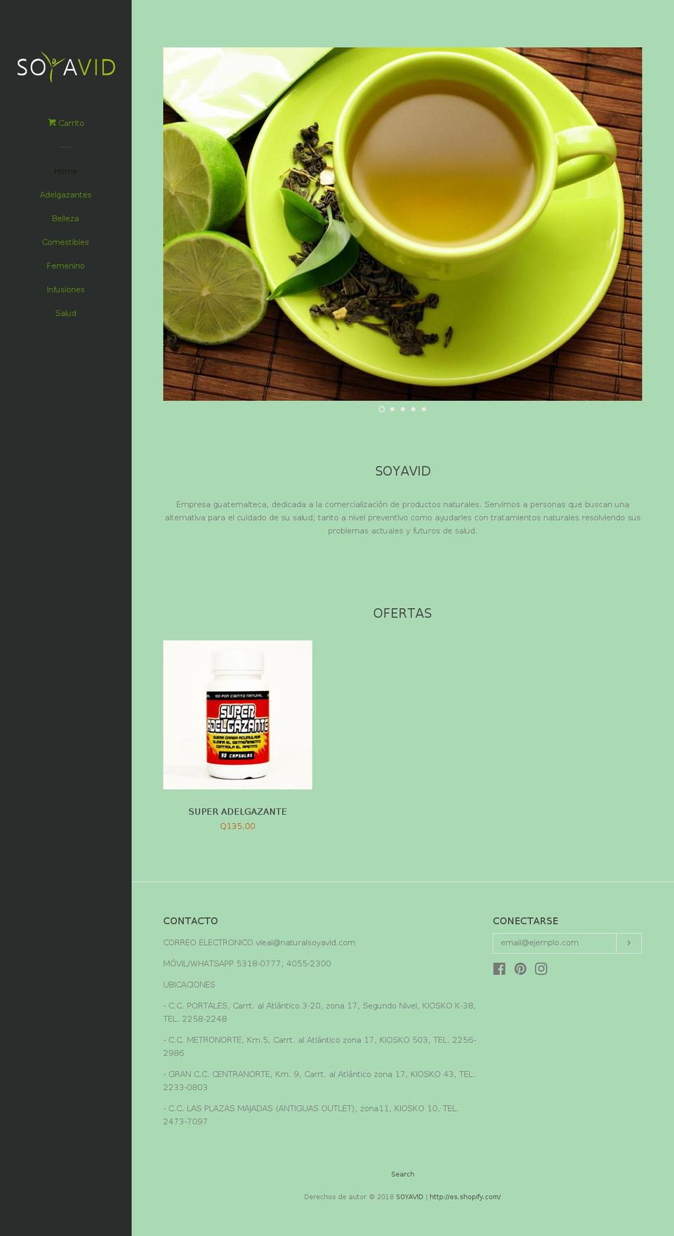 soyavid.com — Shopify storefront screenshot