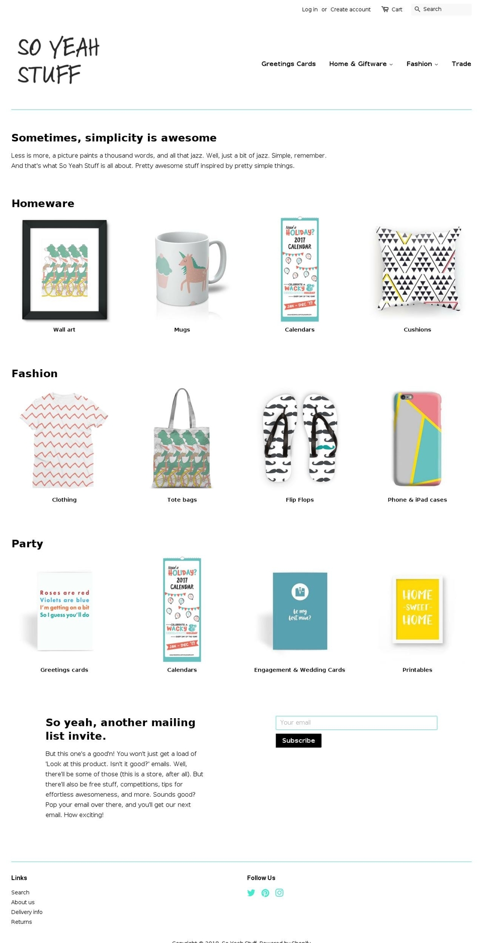 soyeahstuff.com shopify website screenshot