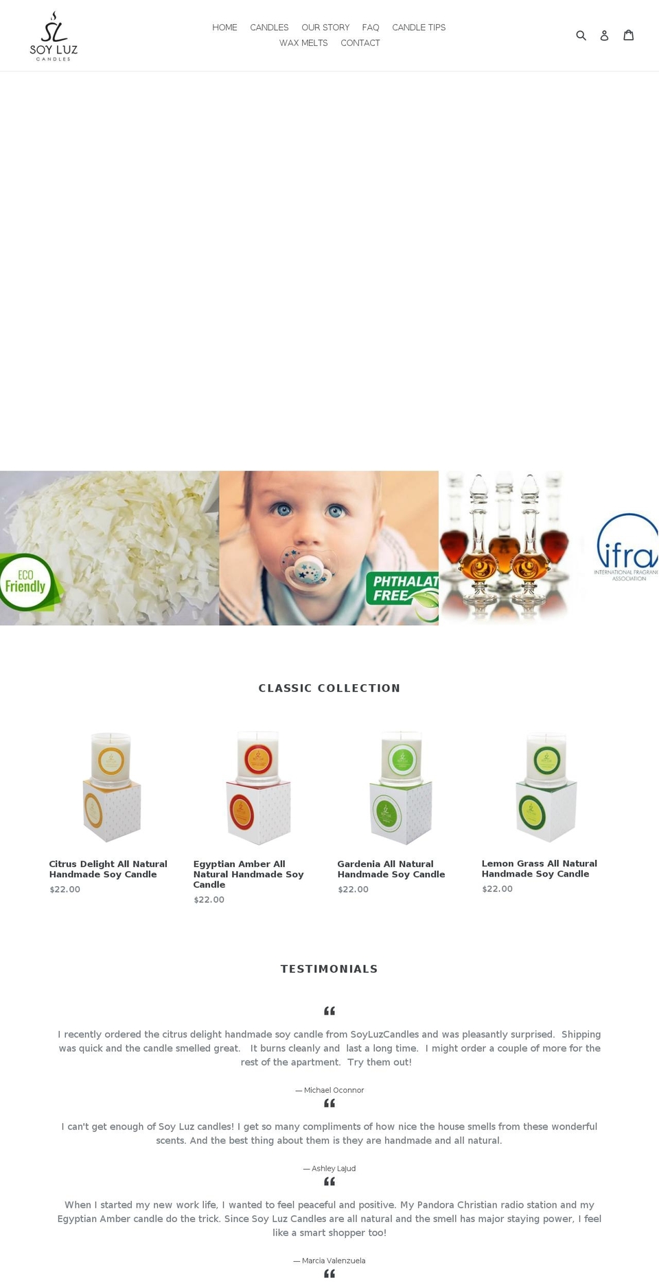soyluzcandles.com — Shopify storefront screenshot