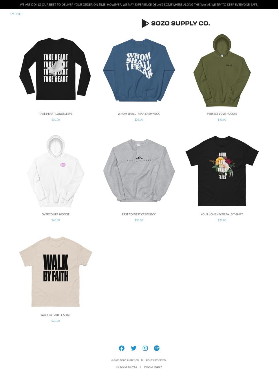 sozosupplyco.com shopify website screenshot