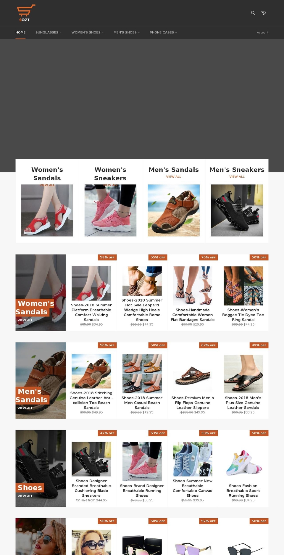 sozt.com — Shopify storefront screenshot
