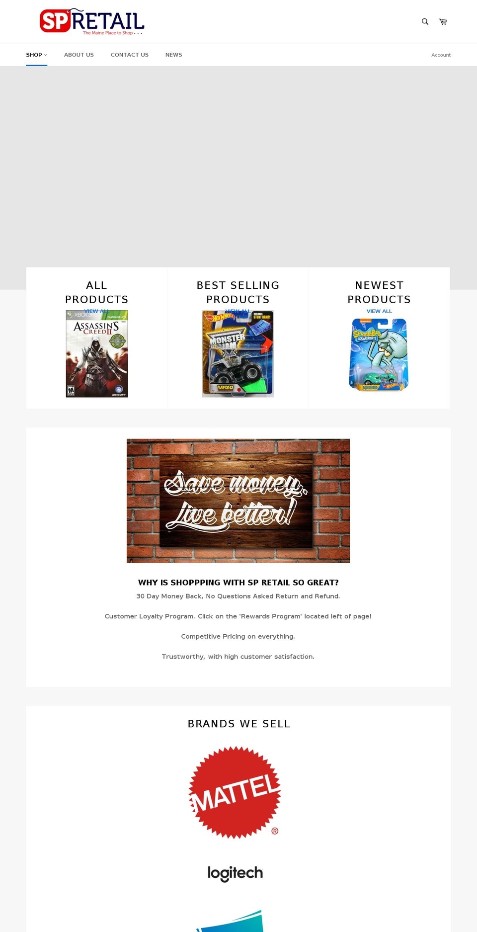 sp-retail.com shopify website screenshot