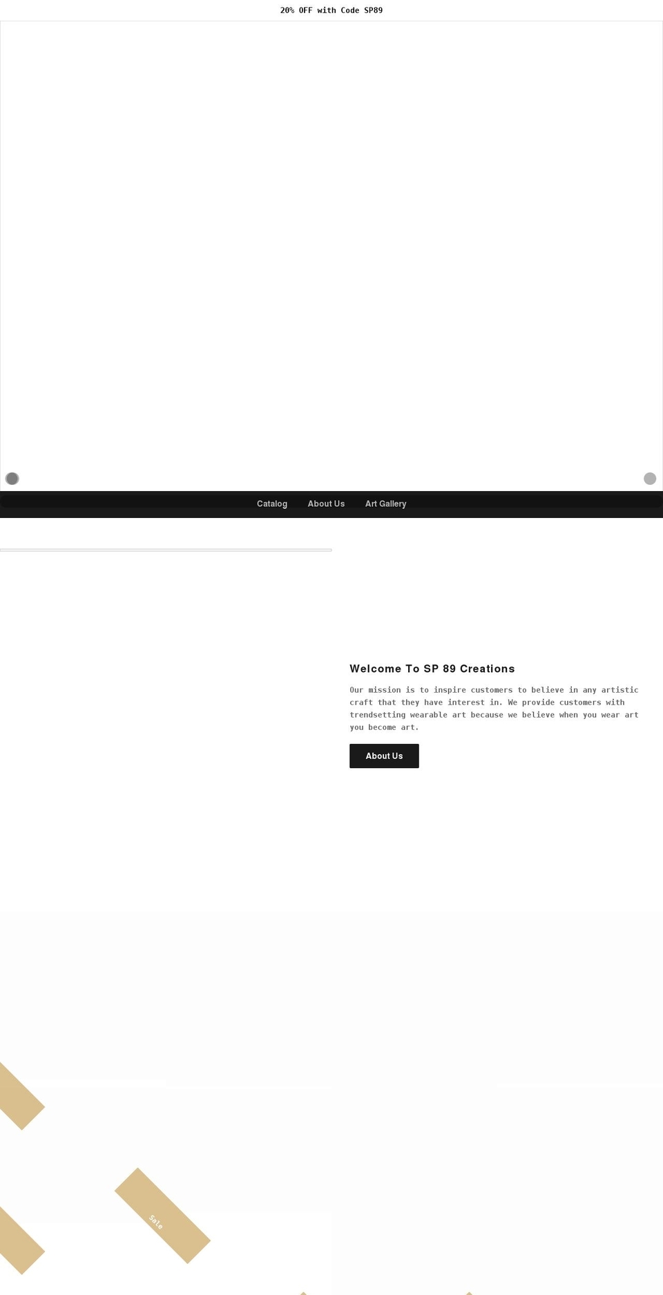 sp89creations.com shopify website screenshot