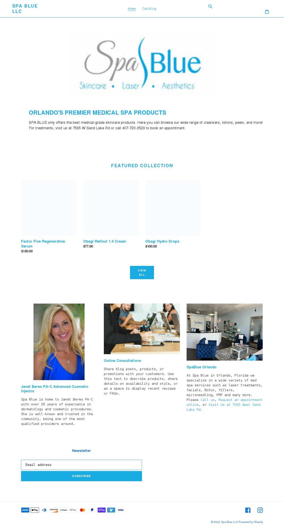 spa-blue-llc.myshopify.com shopify website screenshot