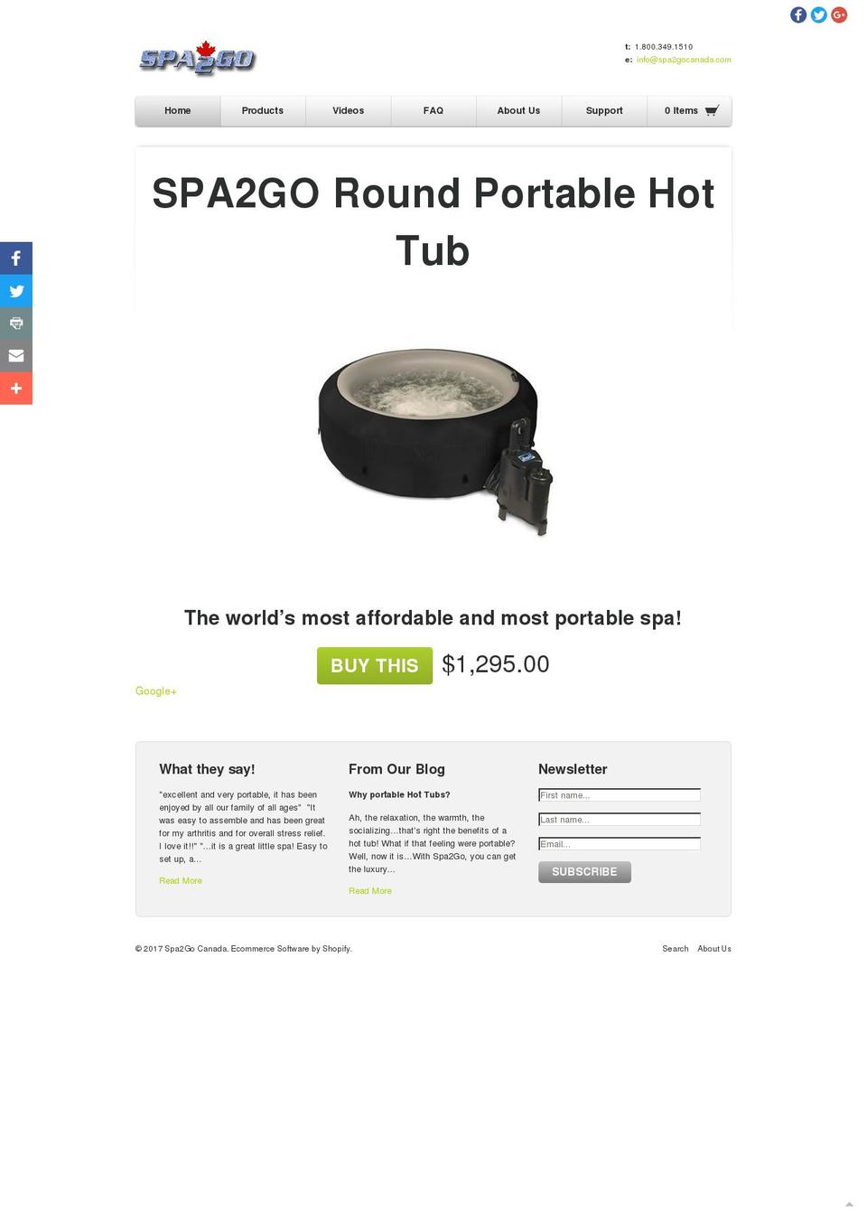 spa2gocanada.com shopify website screenshot