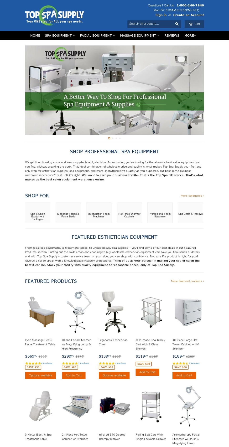 spaandsupply.com — Shopify storefront screenshot