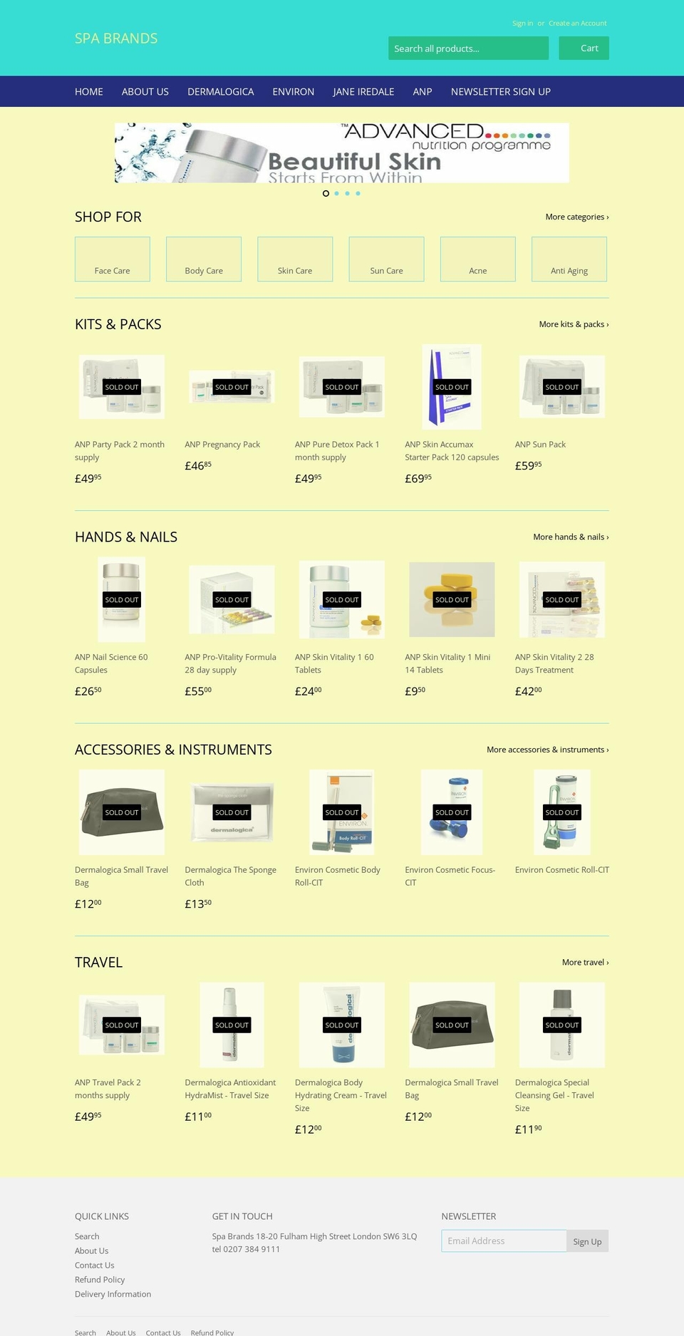 spabrands.co.uk shopify website screenshot