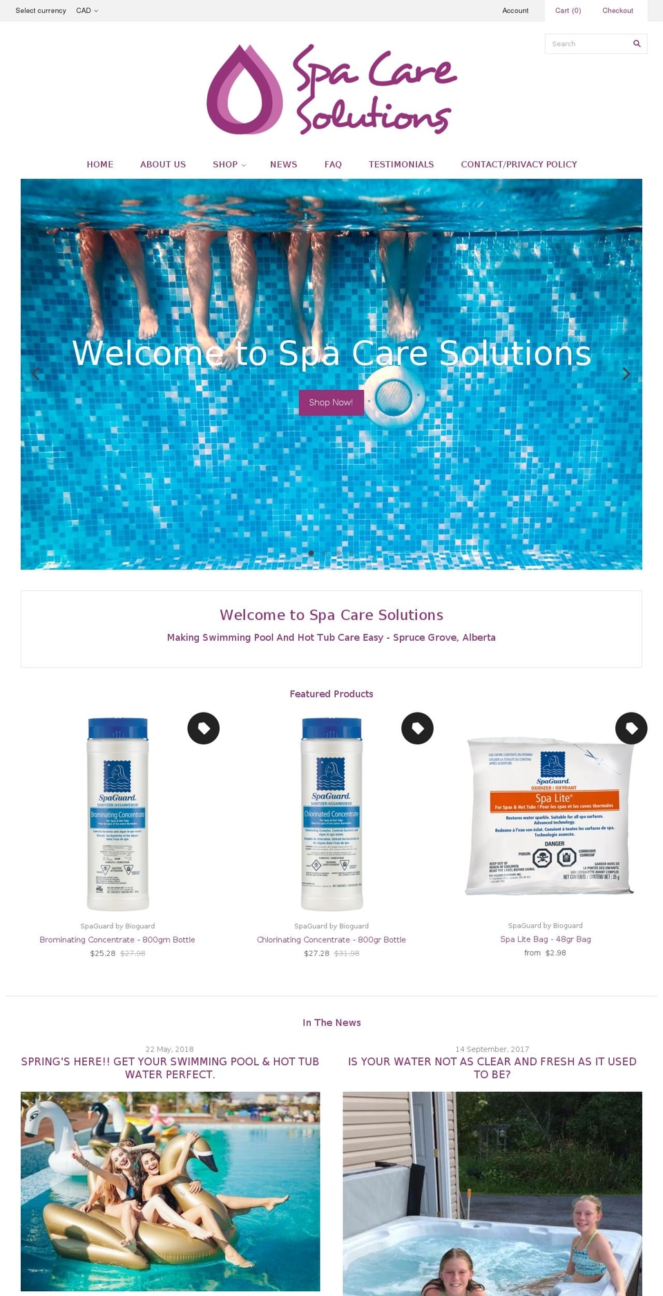 spacaresolutions.com shopify website screenshot