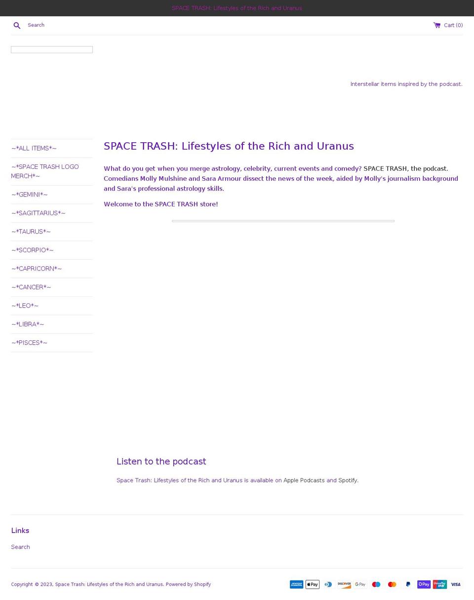 space-trash-lifestyles-of-the-rich-and-uranus.myshopify.com shopify website screenshot
