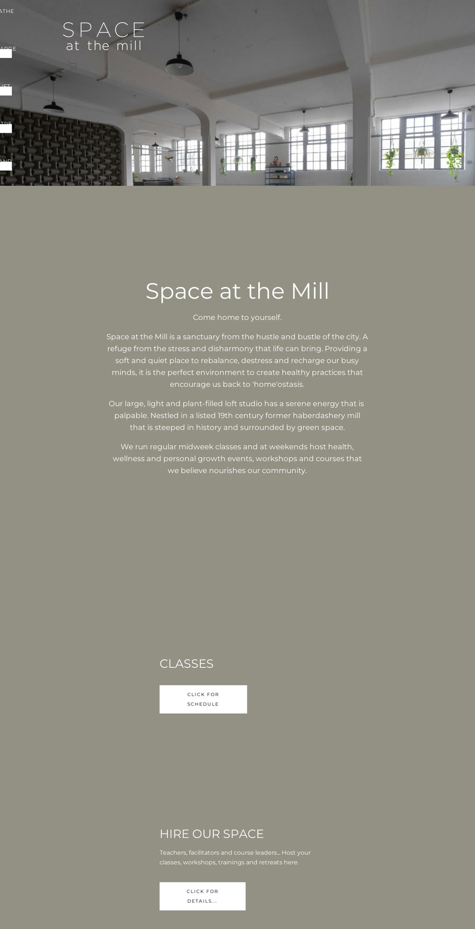 spaceatthemill.co.uk shopify website screenshot