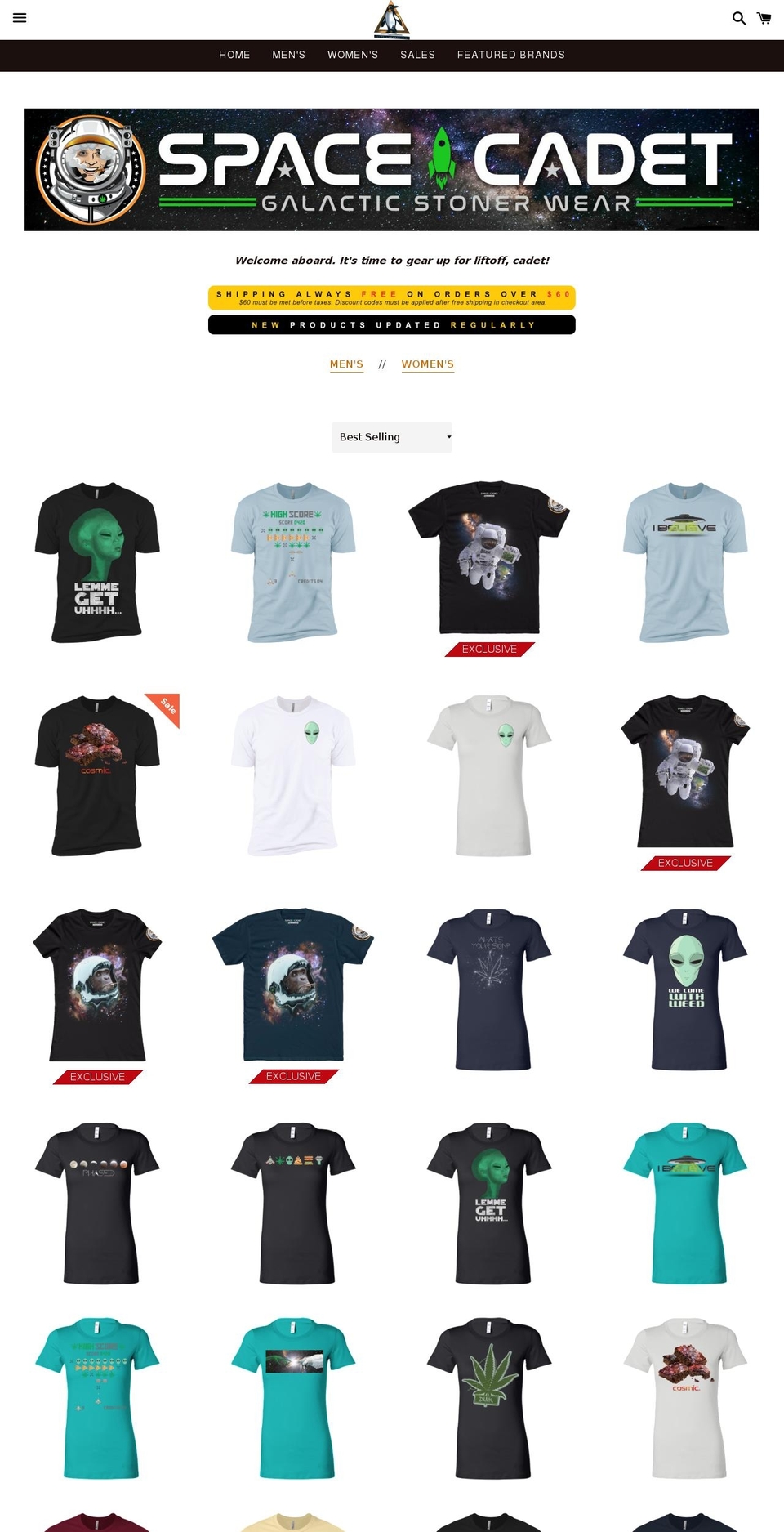 spacecadetgalaxy.com — Shopify storefront screenshot
