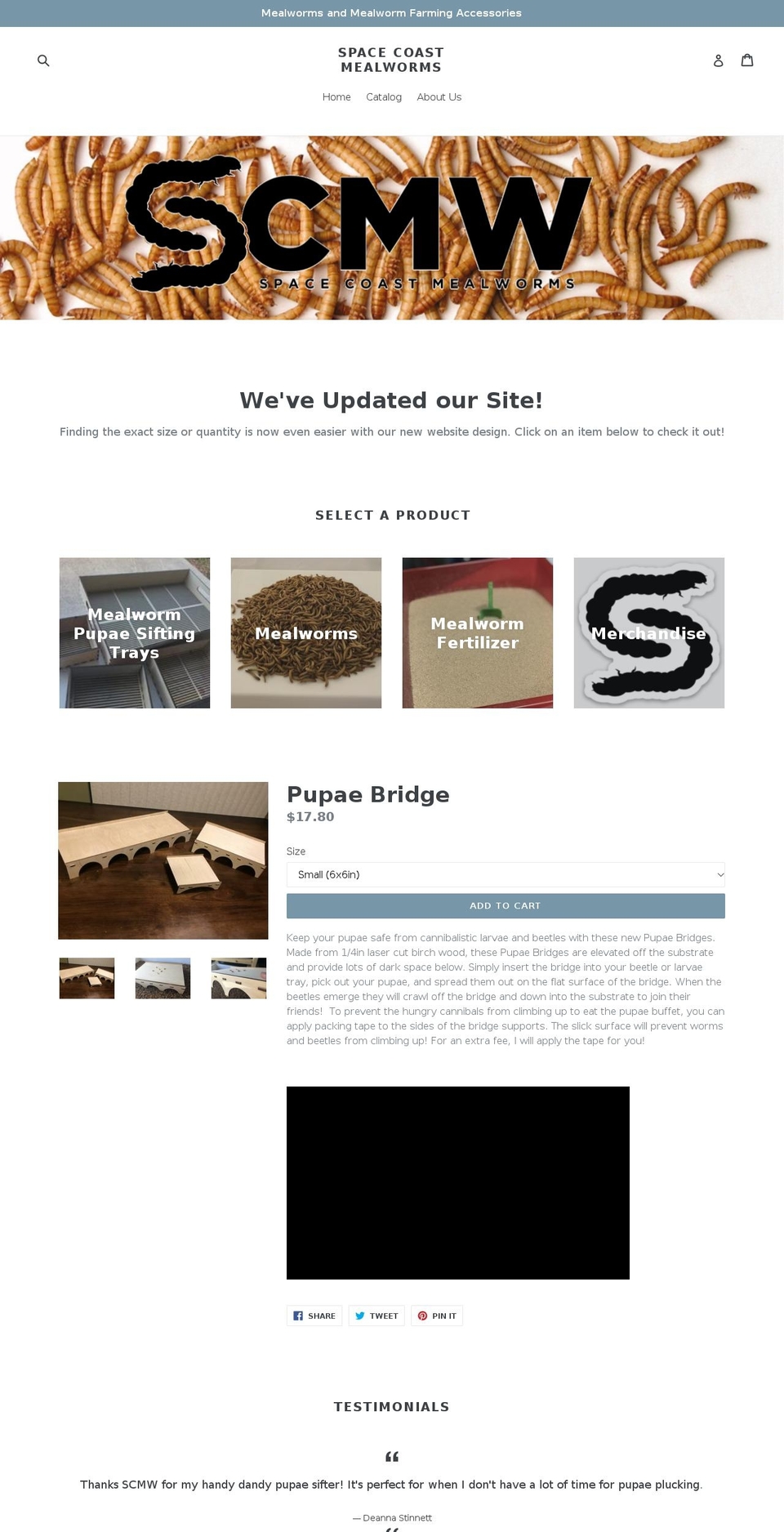 spacecoastmealworms.com shopify website screenshot