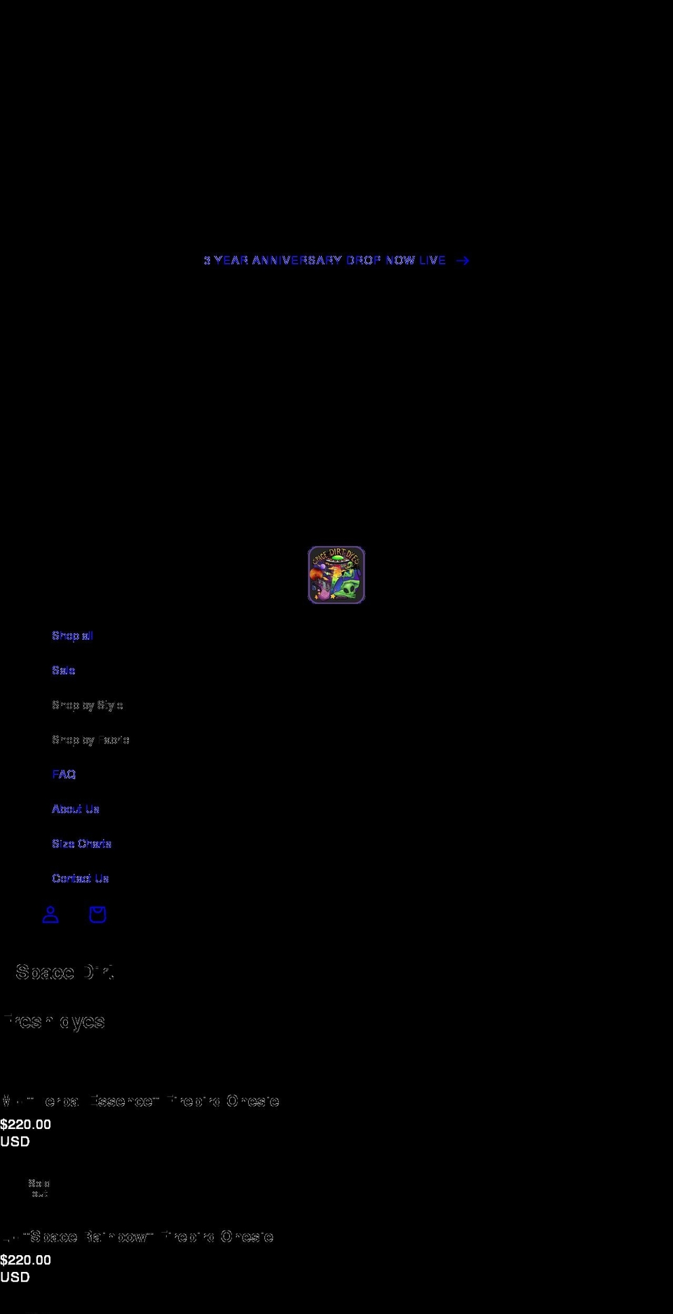 spacedirtdyes.com shopify website screenshot