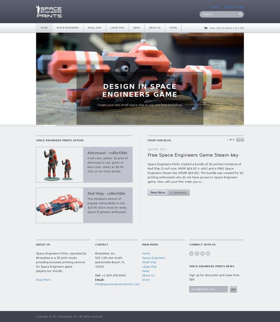 Technophile Shopify theme site example spaceengineersprint.com