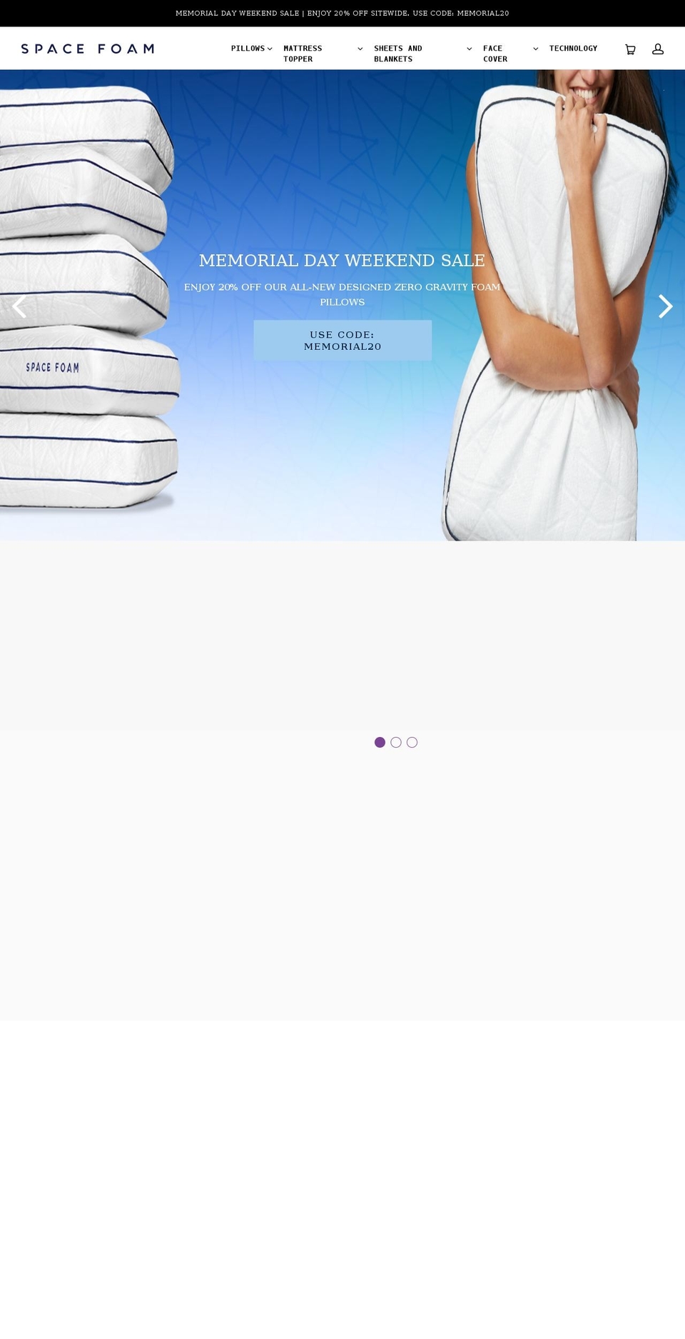 spacefoam.com shopify website screenshot