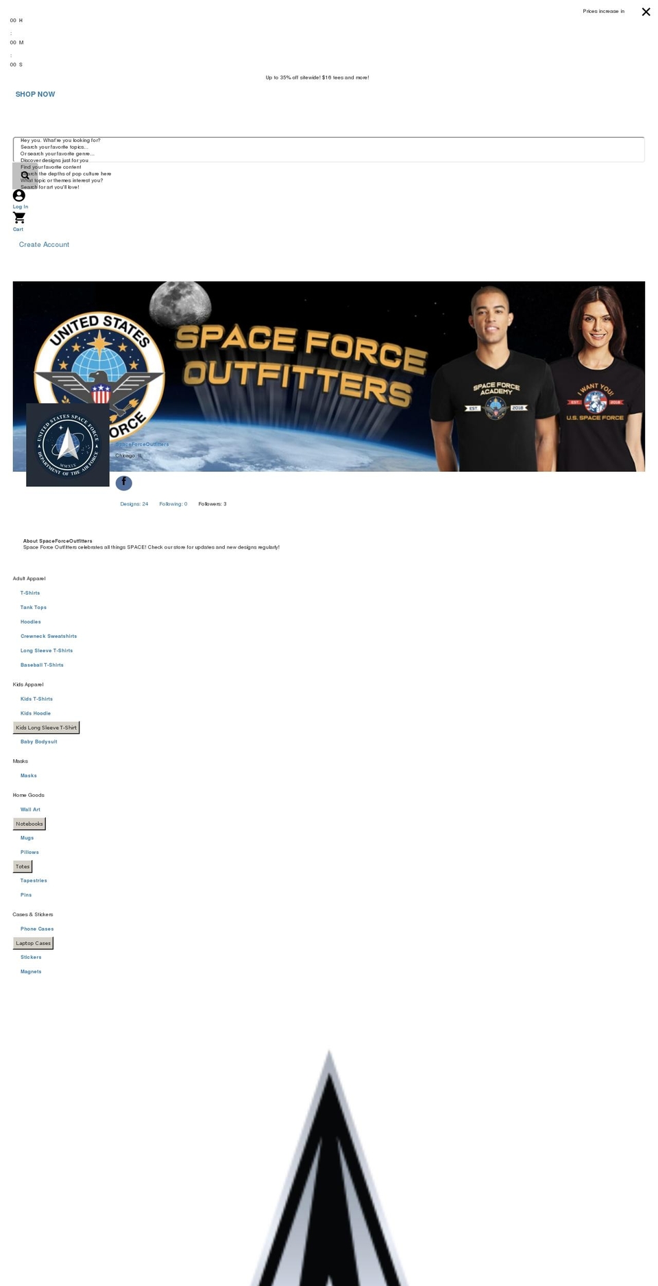 spaceforceoutfitters.com — Shopify storefront screenshot
