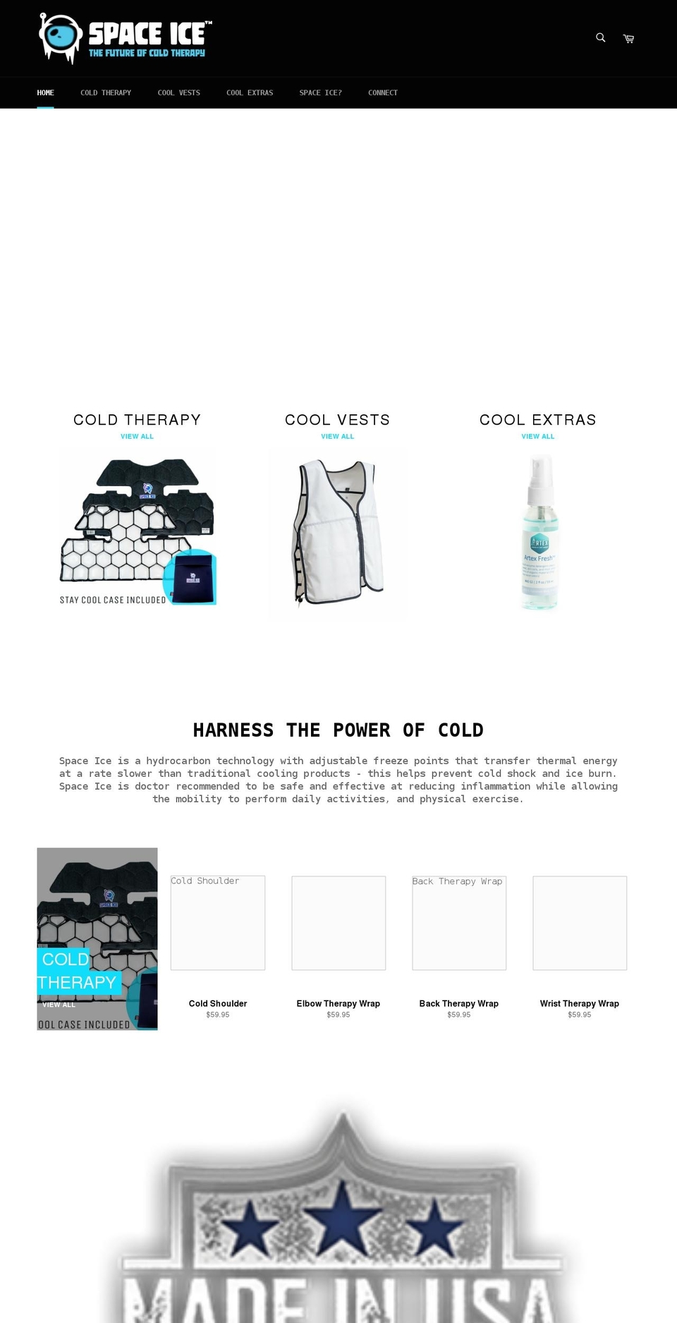 spaceicetherapy.com shopify website screenshot