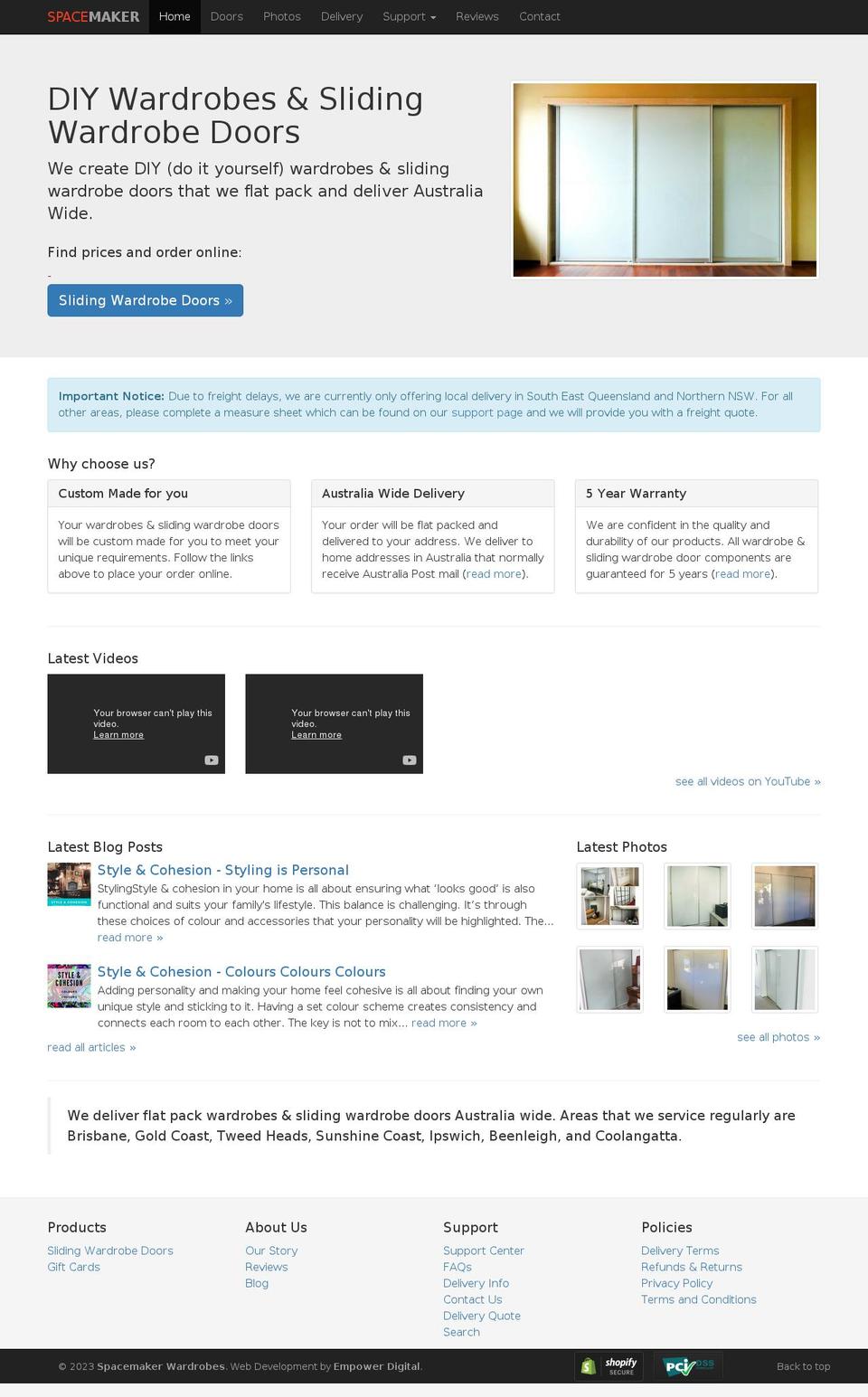 spacemakerwardrobes.com.au shopify website screenshot