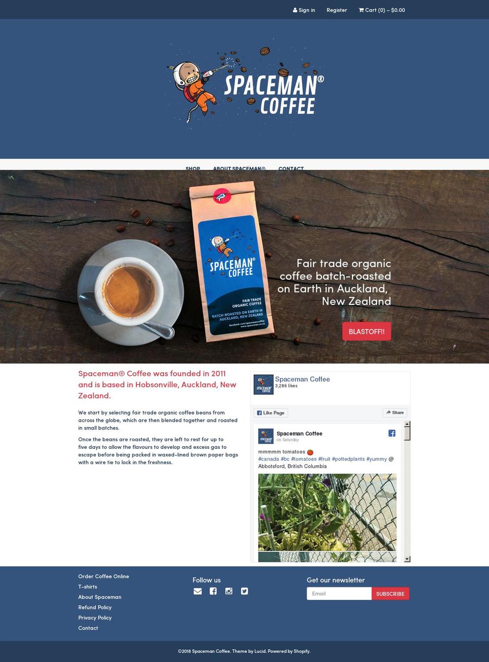 spacemancoffee.com — Shopify storefront screenshot
