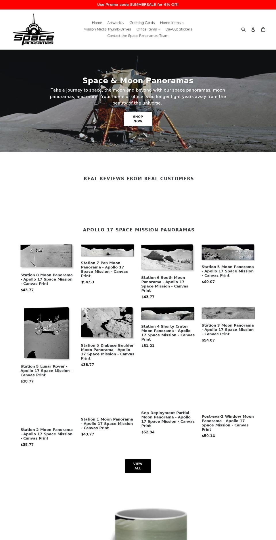 spacepanoramas.com — Shopify storefront screenshot