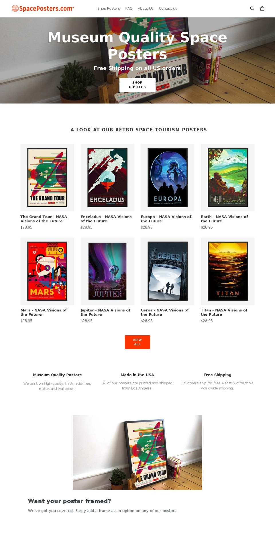 spaceposters.com shopify website screenshot