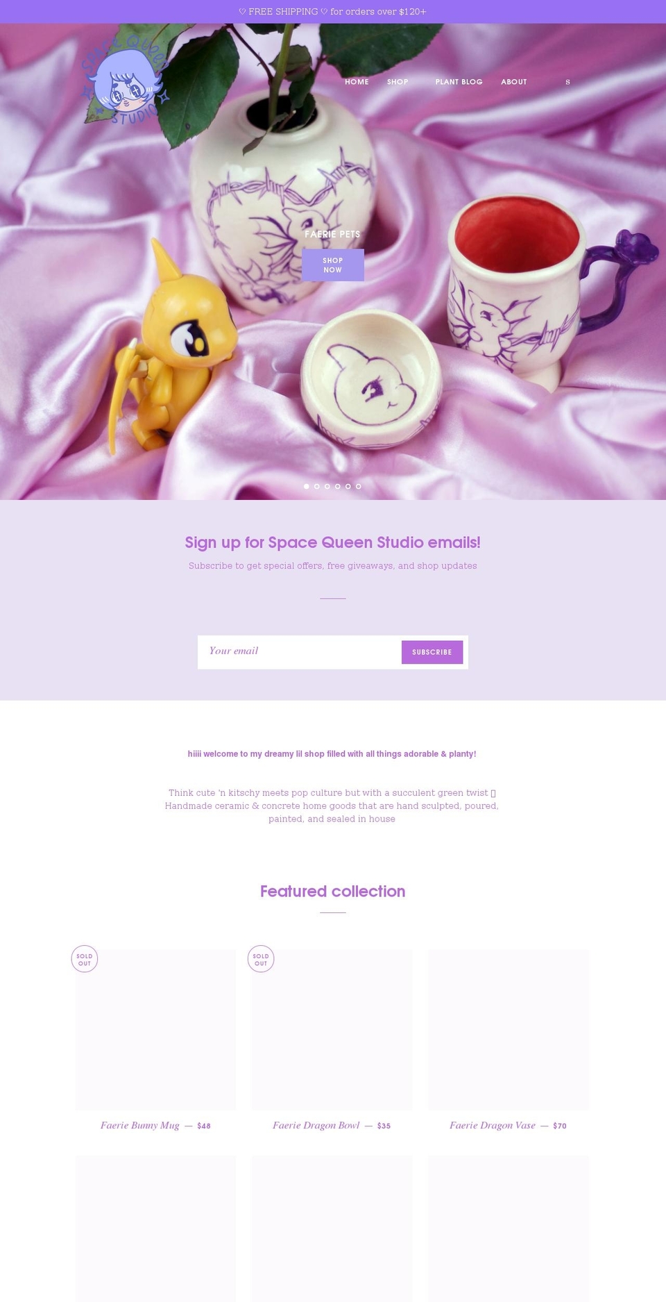 spacequeenstudio.ca shopify website screenshot