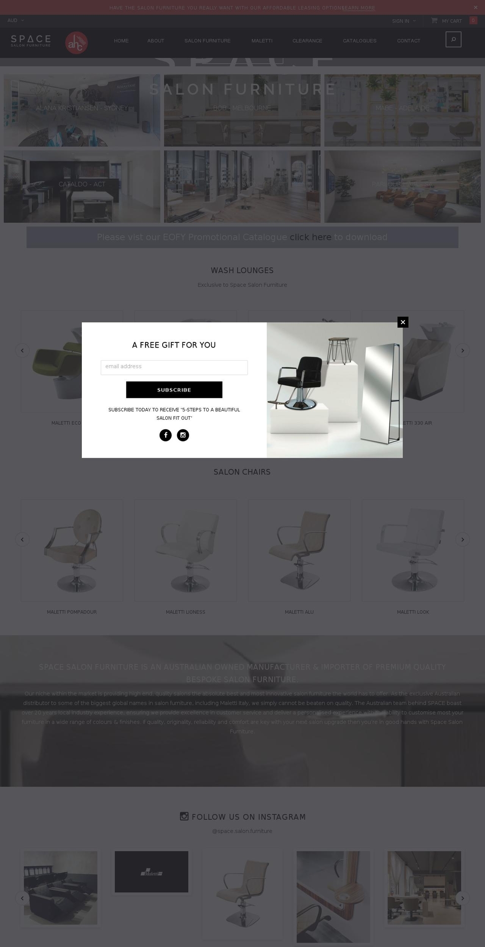 spacesalonfurniture.com.au shopify website screenshot