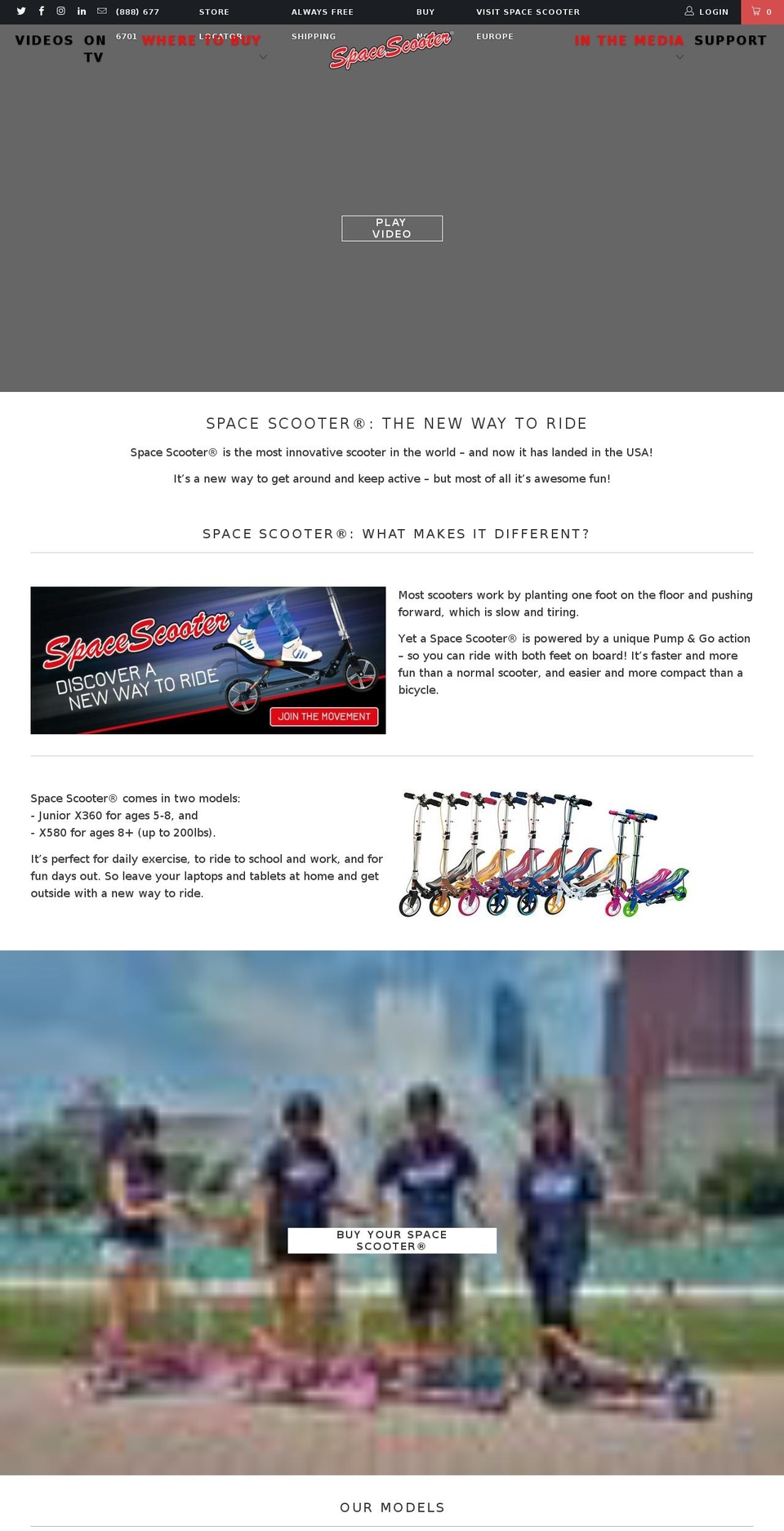 spacescooter.us shopify website screenshot