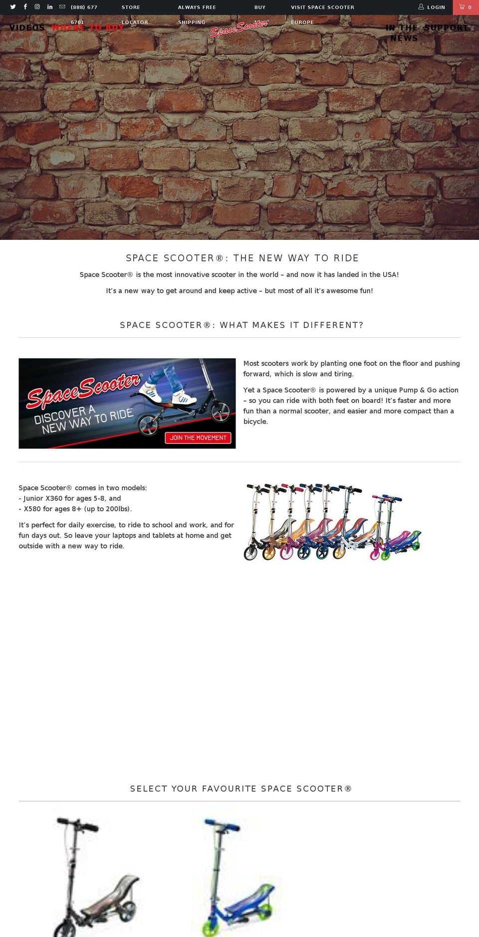 spacescooterusa.com shopify website screenshot