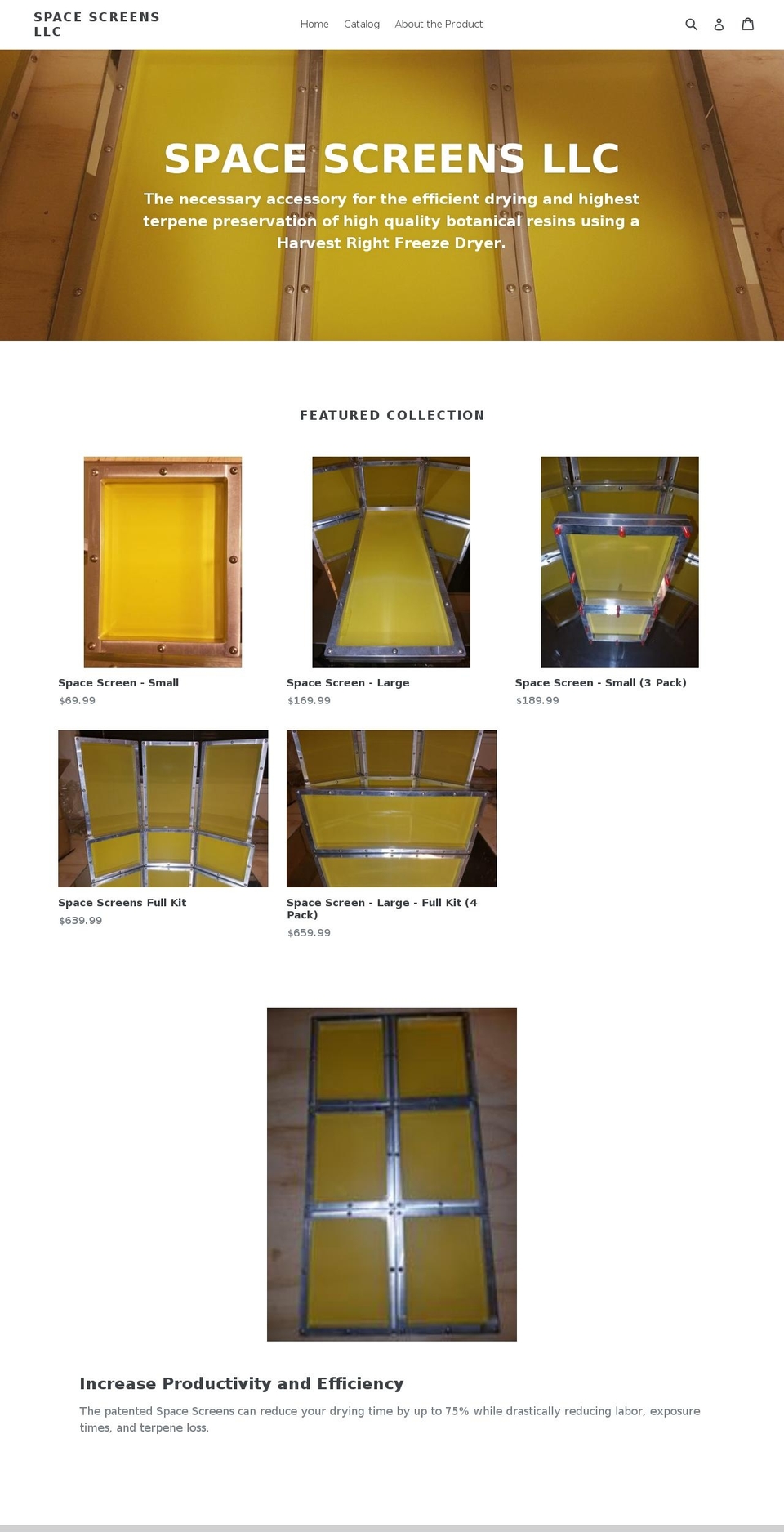 spacescreens.com shopify website screenshot