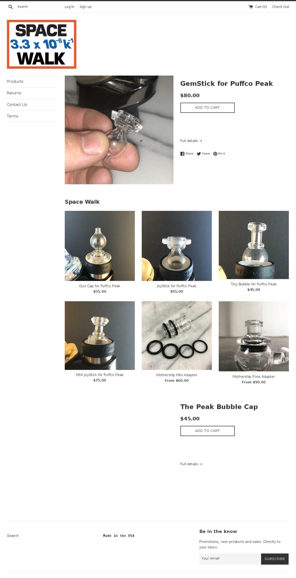 spacewalkglass.com shopify website screenshot