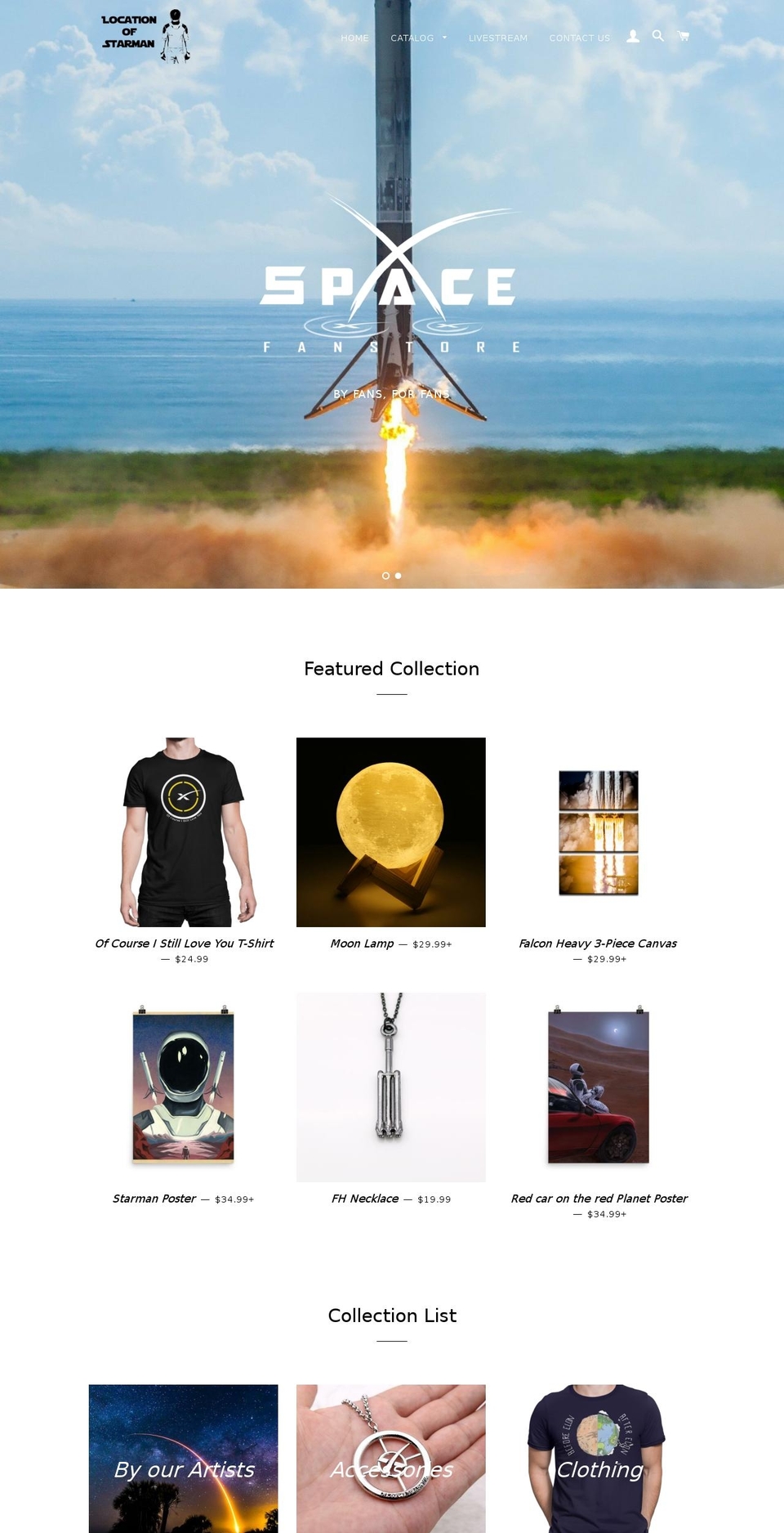 spacexfanstore.com shopify website screenshot