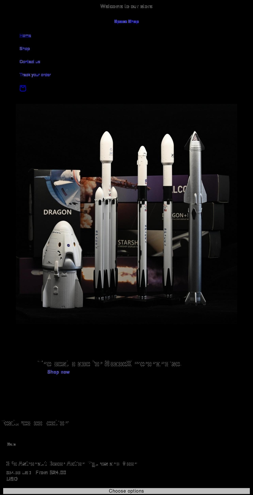spacexmodel.com shopify website screenshot