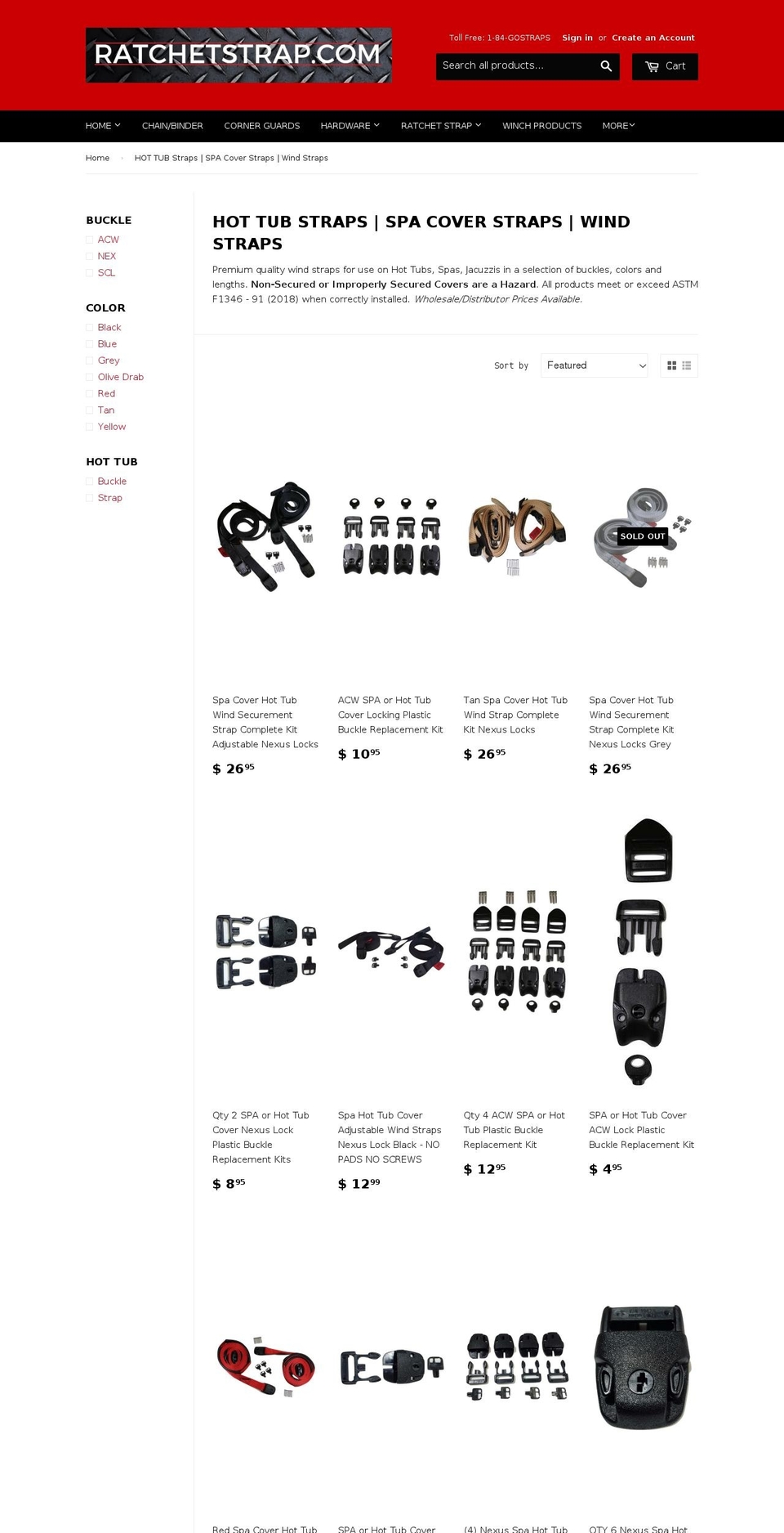 spacoverstraps.com — Shopify storefront screenshot